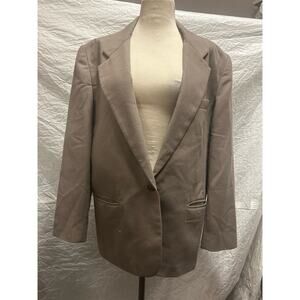 Vintage woman’s Orvis Tailored In USA Khaki Tan Blazer Jacket Size 14 100% Poly